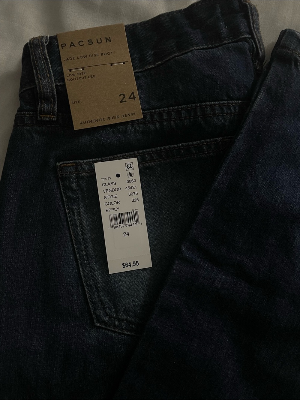 PacSun Jade Low Rise Bootcut Jeans - Dark Indigo Wash